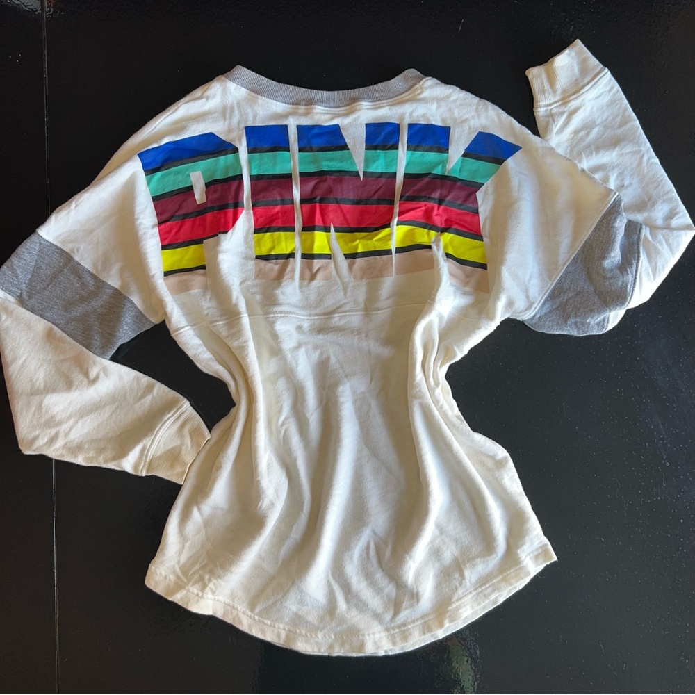 PINK Victoria's Secret Multicolor Long Sleeve Oversized Drop Shoulder  Top